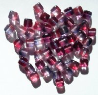 50 6x6mm Crystal, Cranberry, & Montana Cube Beads